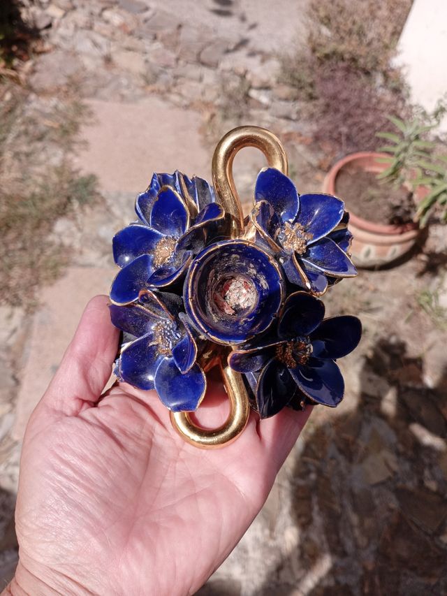 Porta candela blu e oro