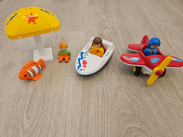 Set Playmobil 1.2.3 Vacaciones Avión Barco Pez