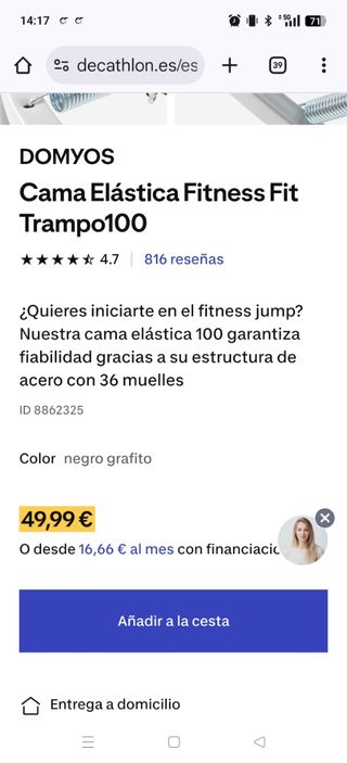 Cama elástica fitness DOMYOS