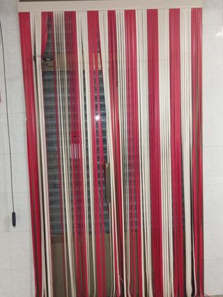 Cortina Tiras Puerta Comercio Rojo Blanco