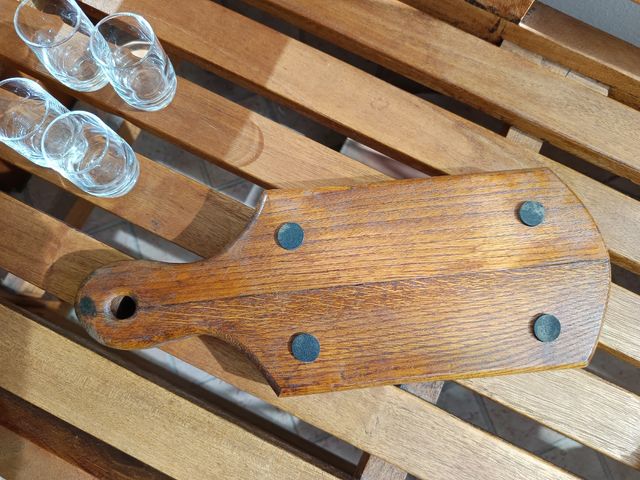 Set 4 Bicchierini con vassoio legno