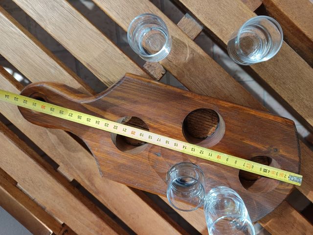 Set 4 Bicchierini con vassoio legno