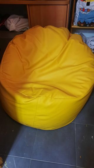 Puff sillón polipiel amarillo