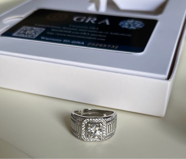 Anello Uomo Diamante Argento Regolabile