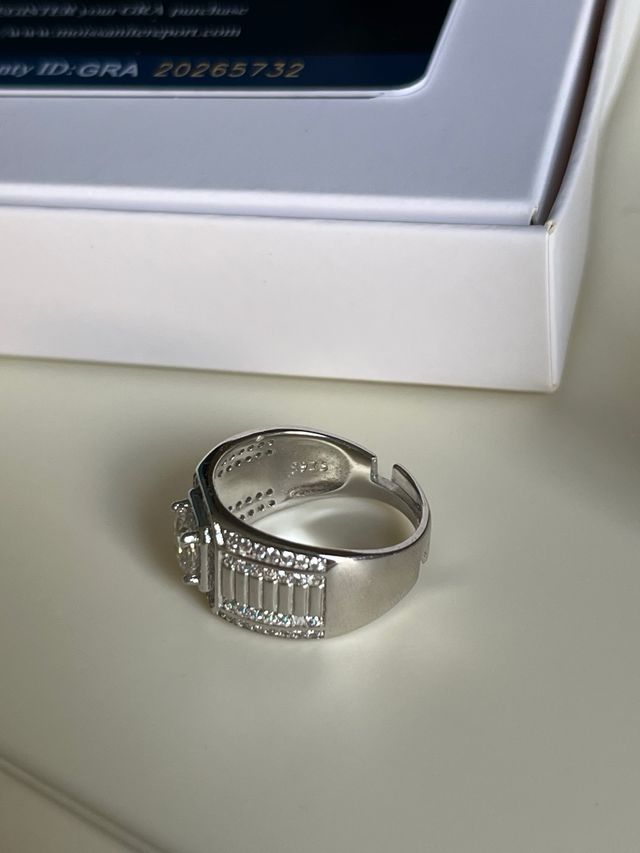 Anello Uomo Diamante Argento Regolabile