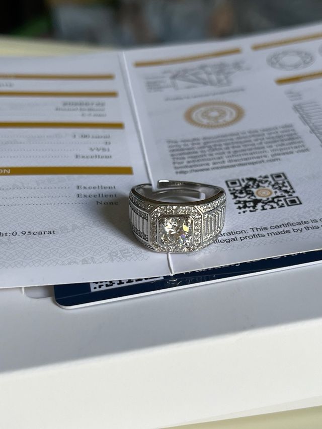 Anello Uomo Diamante Argento Regolabile