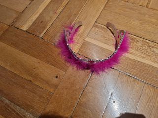 Corona de princesa rosa con plumas rosa oscuro