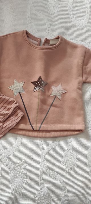Conjunto bebé niña rosa estrellas y luna