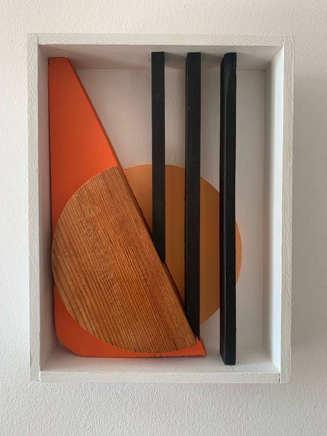 Cuadro abstracto 3D, escultura pared de madera 49