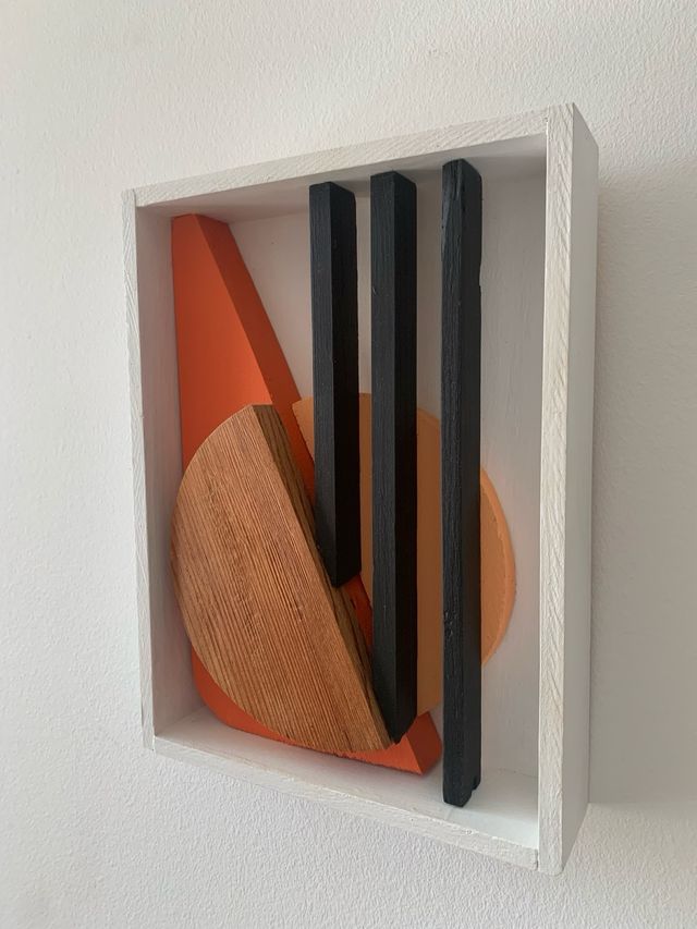 Cuadro abstracto 3D, escultura pared de madera 49