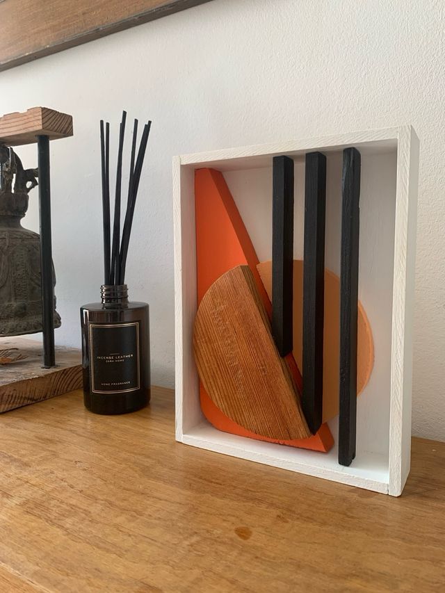 Cuadro abstracto 3D, escultura pared de madera 49