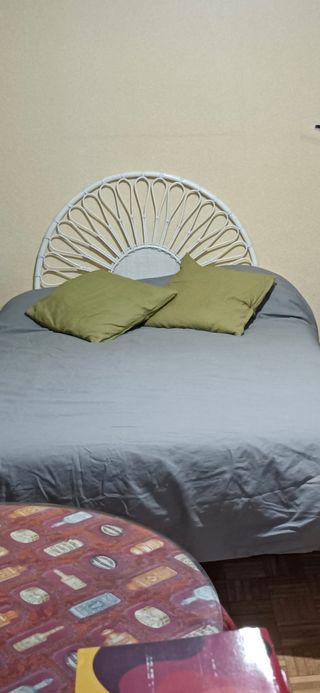 Cabecero Cama Mimbre Ratan Blanco 90cm
