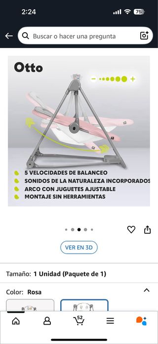 Columpio mecedor para bebé color negro 
