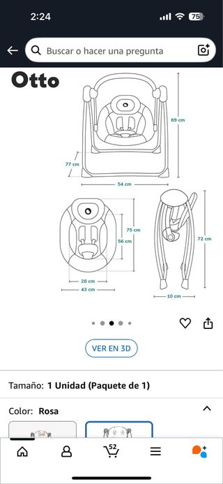 Columpio mecedor para bebé color negro 