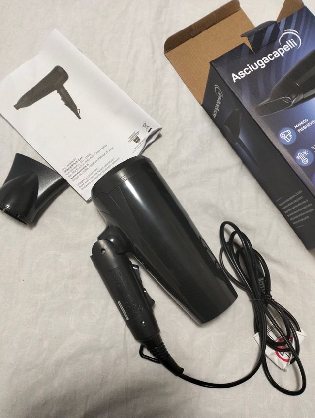 Asciugacapelli Pieghevole Nero