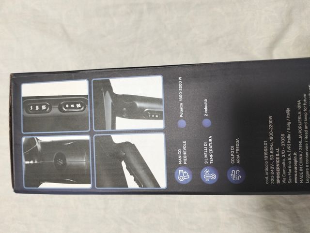 Asciugacapelli Pieghevole Nero