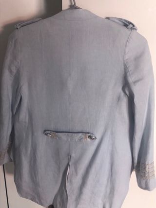 Traje de comunión niño azul y blanco (talla 12).