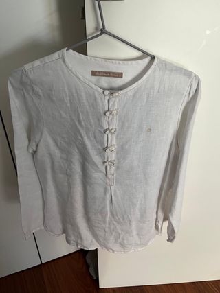 Traje de comunión niño azul y blanco (talla 12).