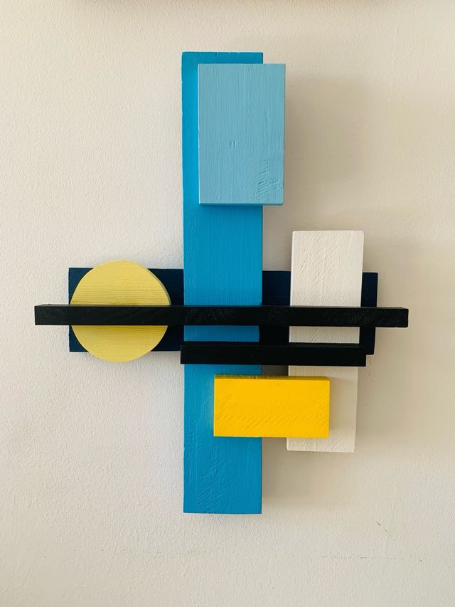 Cuadro abstracto 3D, escultura pared de madera 50