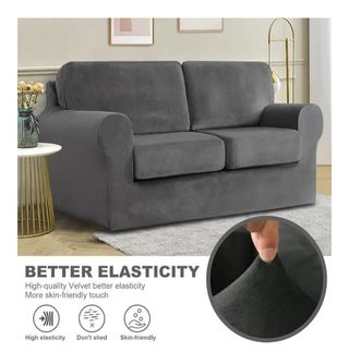 Copridivano in velluto grigio