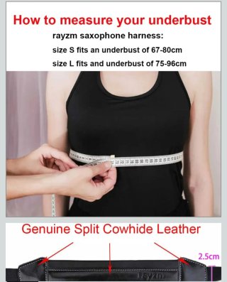 Arnés de piel marca 'Rayzm' para saxo. Talla S