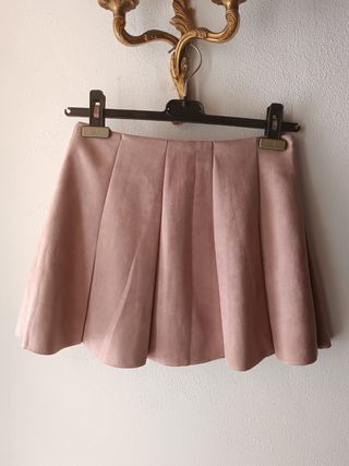 Minigonna a pantalone effetto pelle scamosciata