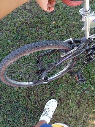 Bicicleta de montaña plateada