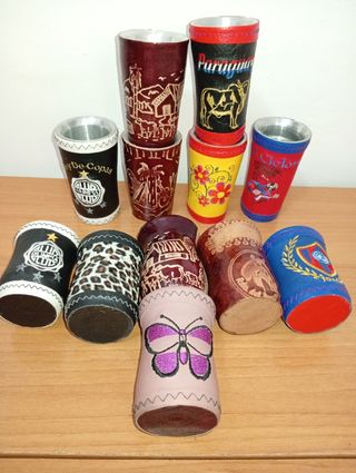 Guampas de cuero para mate o terere