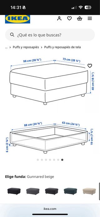 Puf IKEA VIMLE reposapiés con almacenaje
