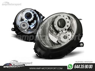 FAROS DELANTEROS OJOS DE ANGEL PARA MINI COOPER R56/R57 CROMO 2006-2014