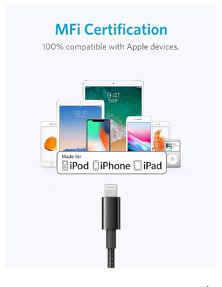 Cable iPhone 11 marca Anker. 1.8m Carga Rápida