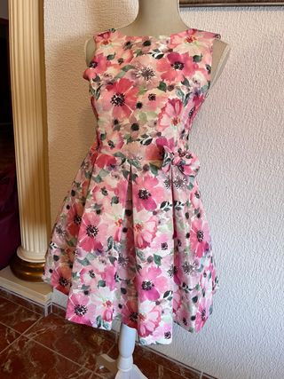 Vestido flores con cinturón lazo