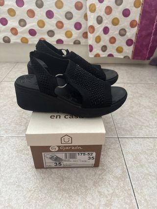 Sandalias Garzón Negras Mujer