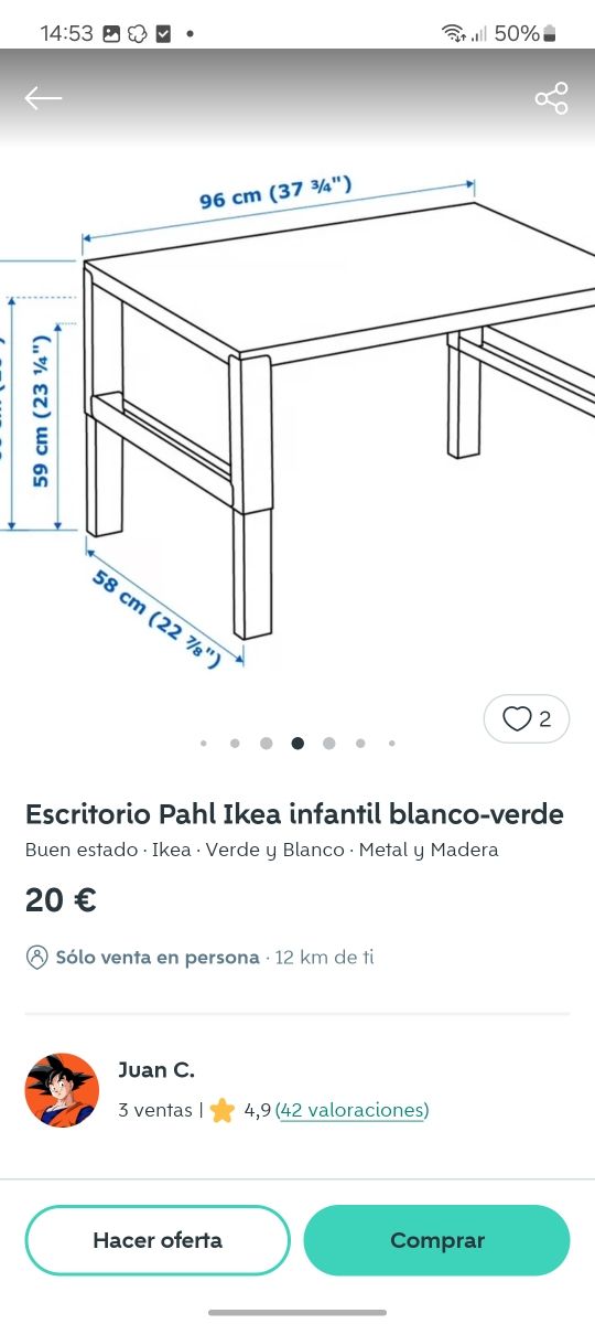 Escritorio IKEA infantil blanco/azul