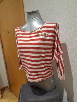 Jersey marinero rayas rojas y blancas