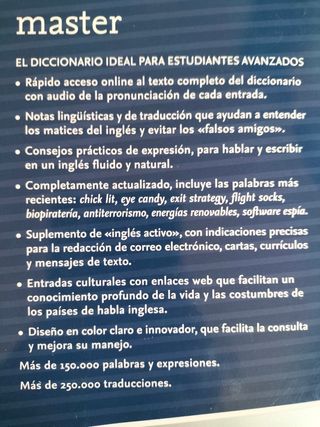 Diccionario Collins Master  Inglés - Español