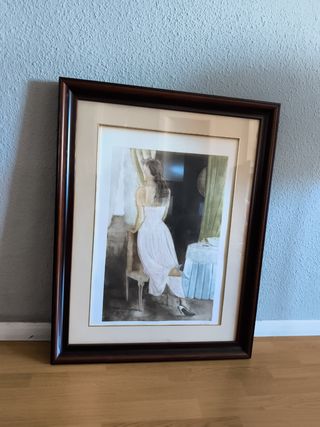 Cuadro mujer arrodillada en silla