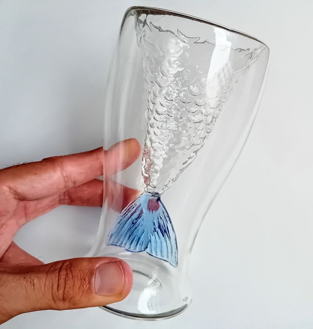 2 BICCHIERI IN VETRO A FORMA DI SIRENA