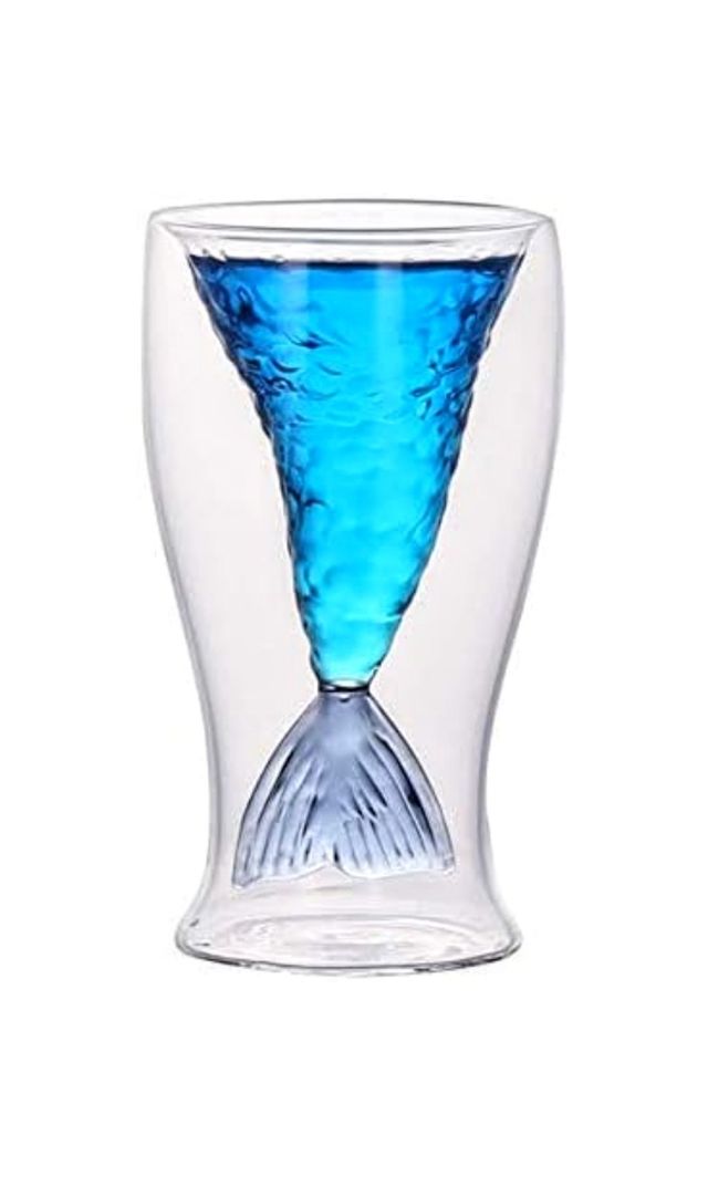 2 BICCHIERI IN VETRO A FORMA DI SIRENA