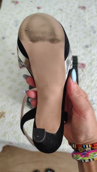 Zapatos de tacón piel negros/plateados Gino Vaello