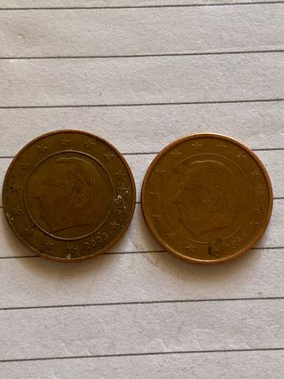 Monedas 5 céntimos Bélgica 1999 y 2003