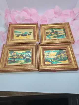 4 Quadretti foglia oro Carullo