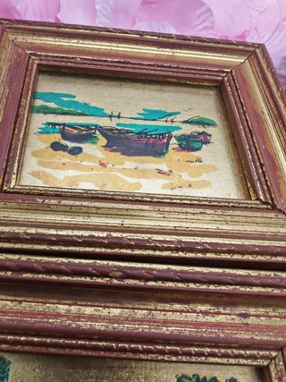 4 Quadretti foglia oro Carullo