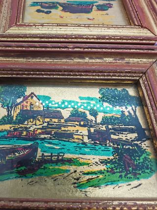 4 Quadretti foglia oro Carullo