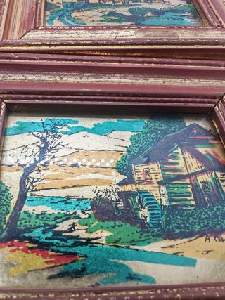 4 Quadretti foglia oro Carullo