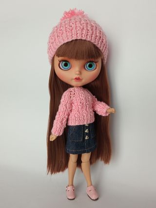 Conjunto jersey y gorro en rosa claro – Blythe
