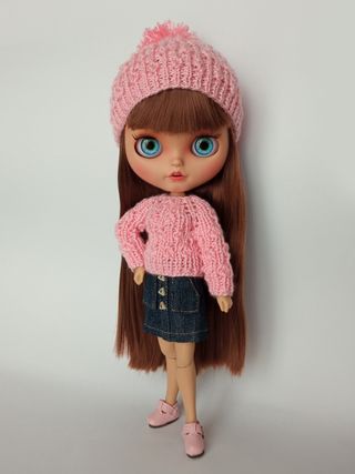 Conjunto jersey y gorro en rosa claro – Blythe