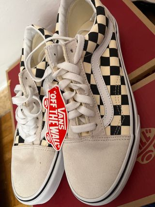 Zapatillas Vans Old Skool Checkerboard Beige/Negro