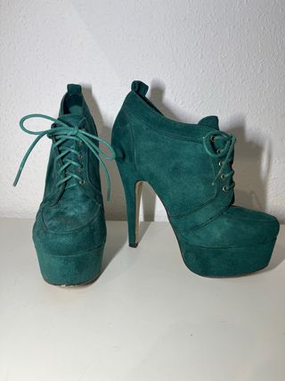 Botines Verdes con Cordones y Plataforma