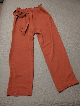 Pantalone a vita alta arancione